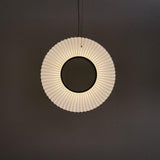Modern Iris LED Pendant Light with White Fabric Shade and Adjustable Cable for Indoor Lighting