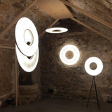 Modern Iris LED Pendant Light with White Fabric Shade and Adjustable Cable for Indoor Lighting