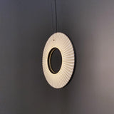 Modern Iris LED Pendant Light with White Fabric Shade and Adjustable Cable for Indoor Lighting