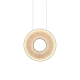Modern Iris LED Pendant Light with White Fabric Shade and Adjustable Cable for Indoor Lighting