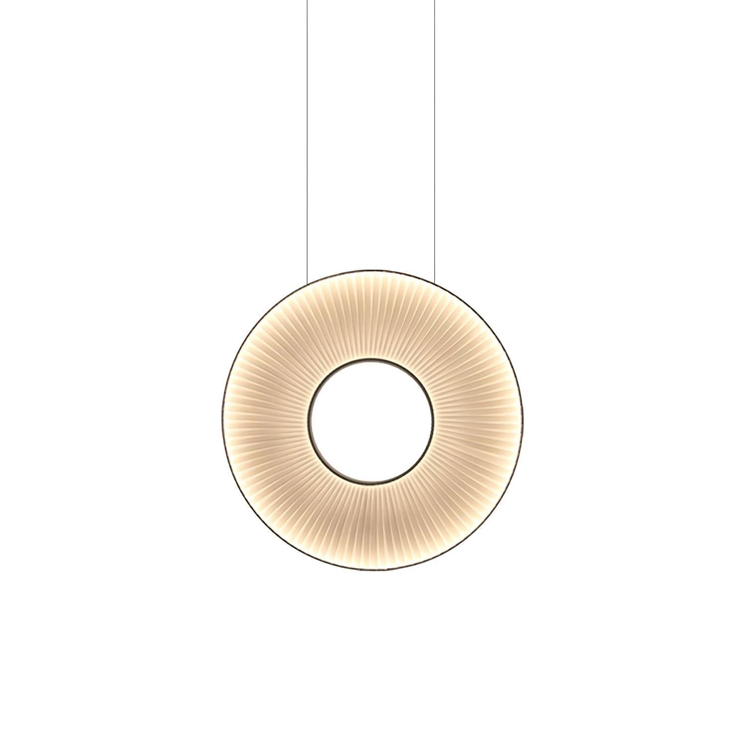 Modern Iris LED Pendant Light with White Fabric Shade and Adjustable Cable for Indoor Lighting