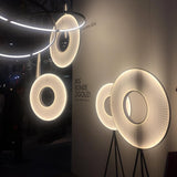 Modern Iris LED Pendant Light with White Fabric Shade and Adjustable Cable for Indoor Lighting