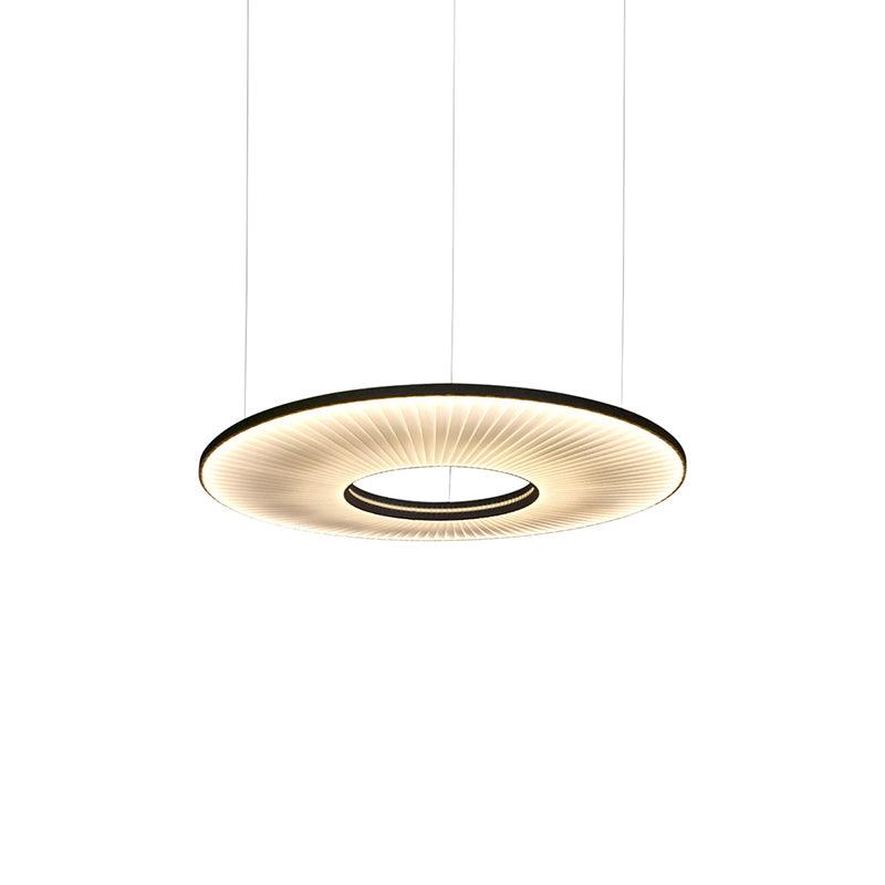 Modern Iris LED Pendant Light with White Fabric Shade and Adjustable Cable for Indoor Lighting