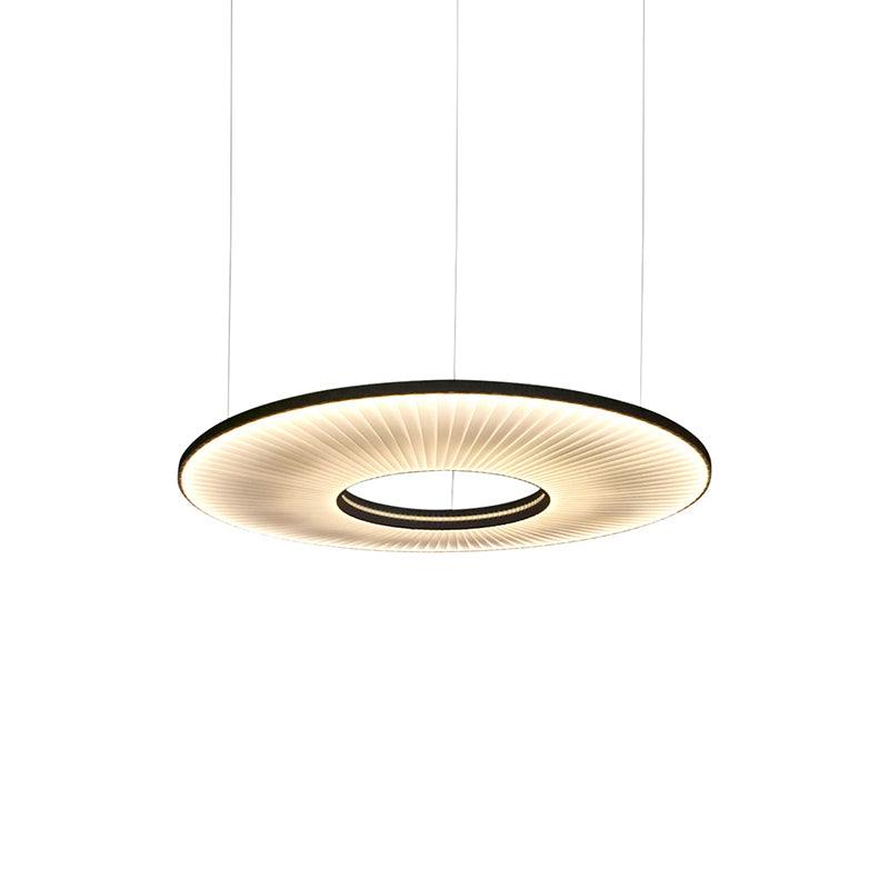 Modern Iris LED Pendant Light with White Fabric Shade and Adjustable Cable for Indoor Lighting