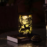 Modern Iron Deer Silhouette Solar Lantern Outdoor Waterproof Hanging LED Garden Landscape Light