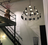 Modern Iron Leaf Chandelier Hand Forged Nature Inspired Gasolier Pendant Light