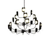 Modern Iron Leaf Chandelier Hand Forged Nature Inspired Gasolier Pendant Light