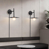 Modern Iron Plug In Wall Sconce with Frosted Glass Shade for Bedroom and Living Room