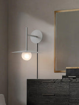 Modern Iron Plug In Wall Sconce with Frosted Glass Shade for Bedroom and Living Room