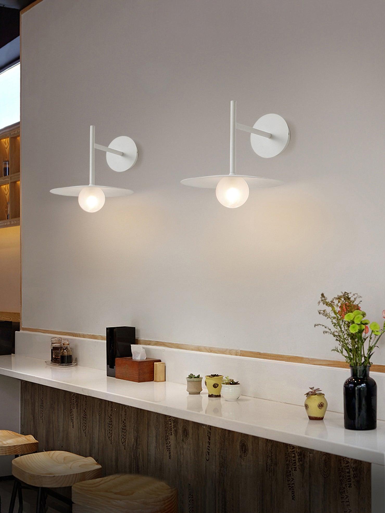 Modern Iron Plug In Wall Sconce with Frosted Glass Shade for Bedroom and Living Room