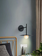 Modern Iron Plug In Wall Sconce with Frosted Glass Shade for Bedroom and Living Room
