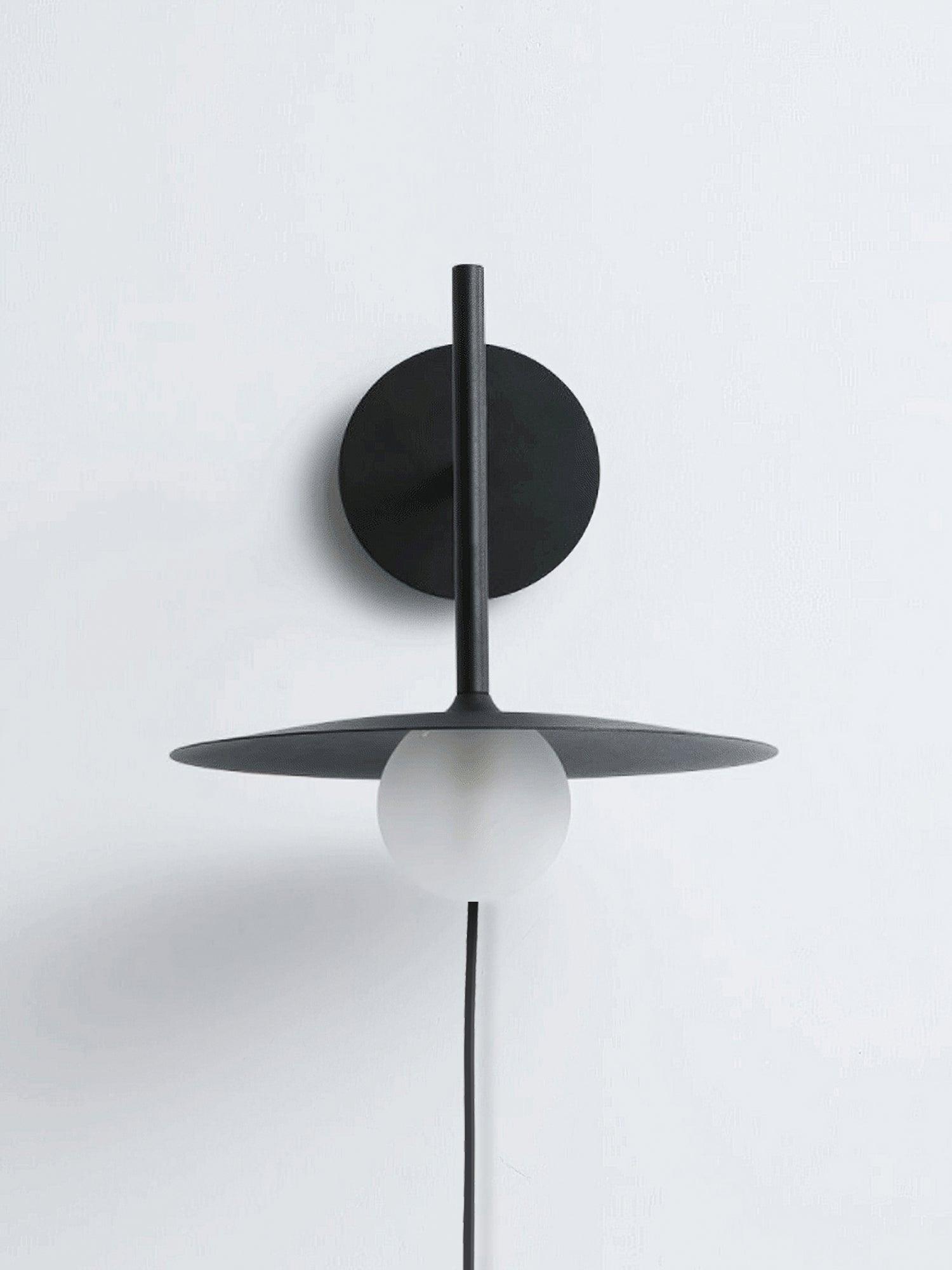 Modern Iron Plug In Wall Sconce with Frosted Glass Shade for Bedroom and Living Room