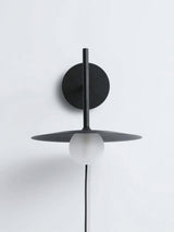 Modern Iron Plug In Wall Sconce with Frosted Glass Shade for Bedroom and Living Room