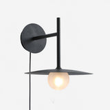 Modern Iron Plug In Wall Sconce with Frosted Glass Shade for Bedroom and Living Room