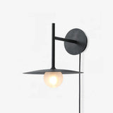 Modern Iron Plug In Wall Sconce with Frosted Glass Shade for Bedroom and Living Room