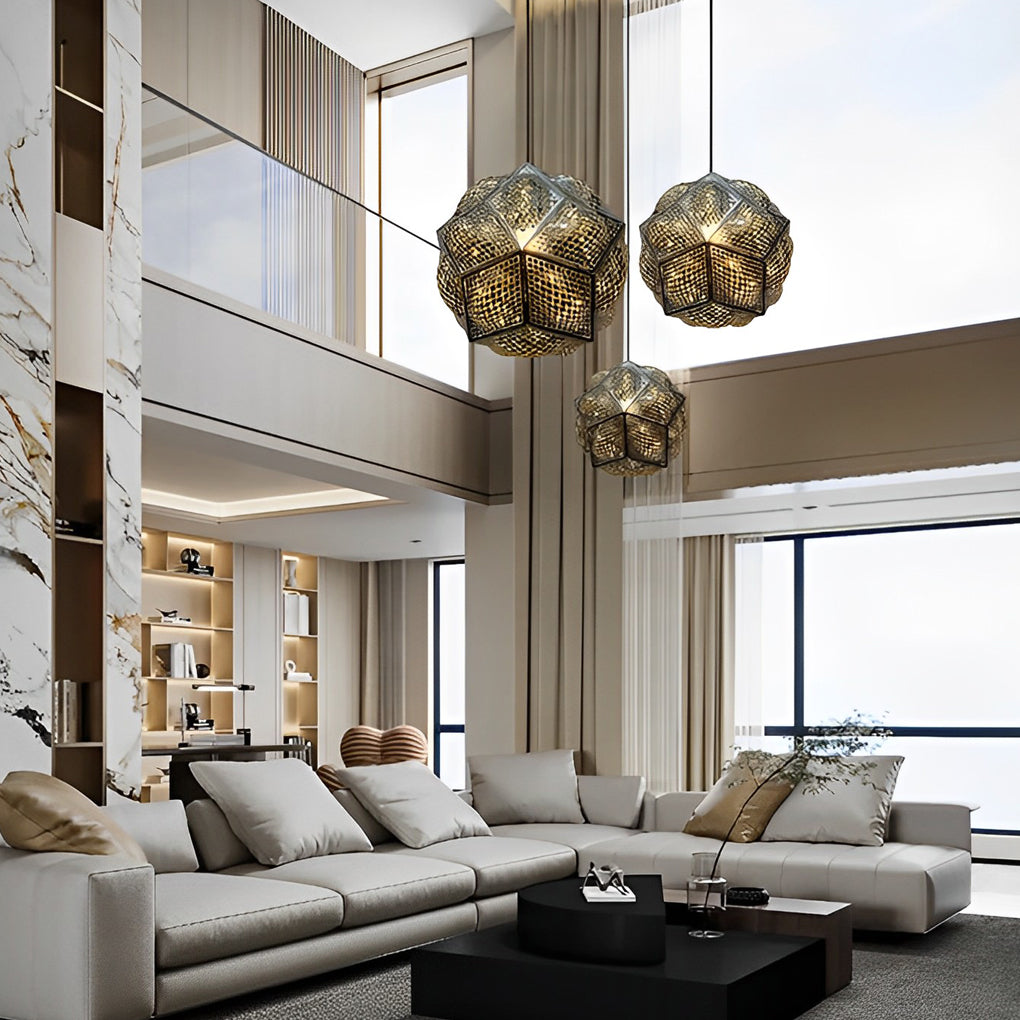 Modern Irregular 3D Stainless Steel Ball Pendant Light Chandelier for Contemporary Living Spaces