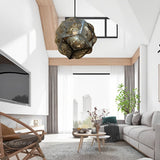 Modern Irregular 3D Stainless Steel Ball Pendant Light Chandelier for Contemporary Living Spaces