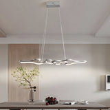 Modern Irregular Curved LED Pendant Light Dimmable Linear Island Lighting for Dining Room