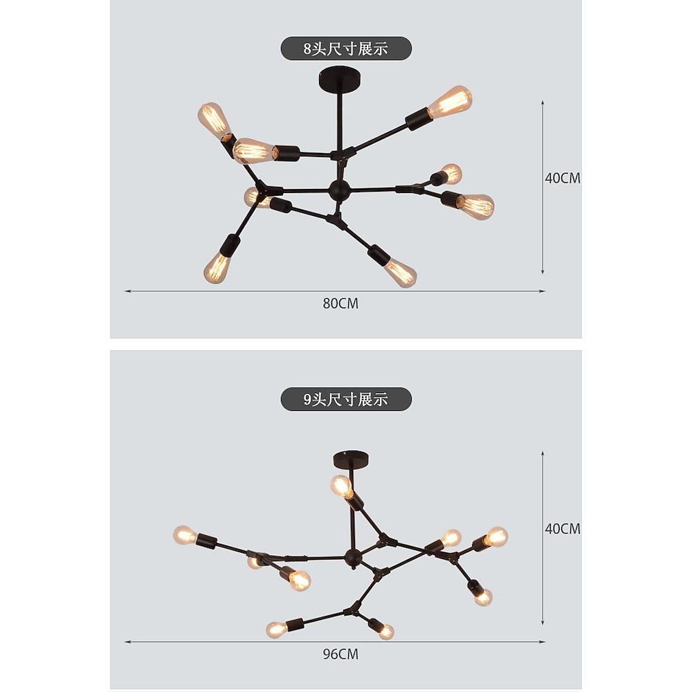 Modern Irregular Design Black Metal Chandelier Nordic LED Pendant Lighting for Living Dining Room