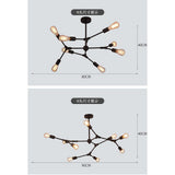 Modern Irregular Design Black Metal Chandelier Nordic LED Pendant Lighting for Living Dining Room