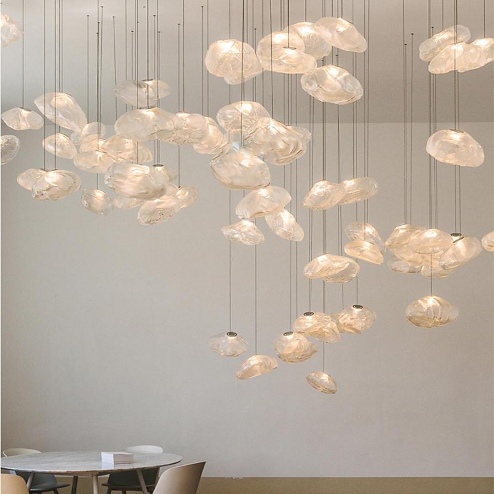 Modern Irregular Glass Bubble Pendant Light Nordic Style Oval Hanging Lamp for Dining Room