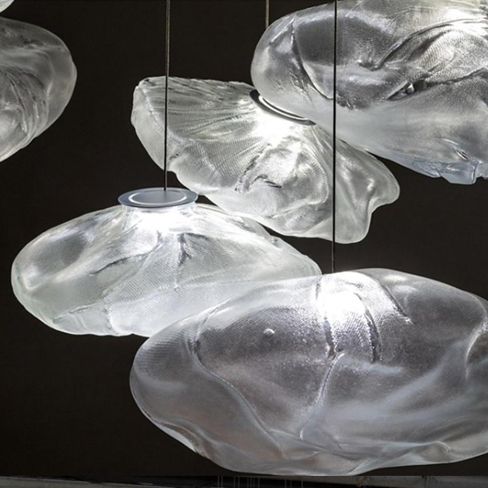 Modern Irregular Glass Bubble Pendant Light Nordic Style Oval Hanging Lamp for Dining Room
