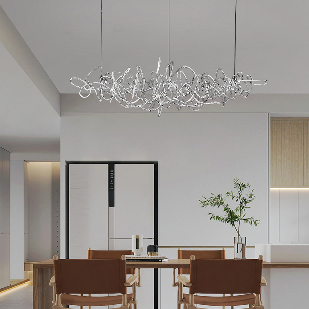 Modern Irregular LED Chandelier Luxury Electroplated Hardware Pendant Light for Dining Room