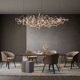 Modern Irregular LED Chandelier Luxury Electroplated Hardware Pendant Light for Dining Room