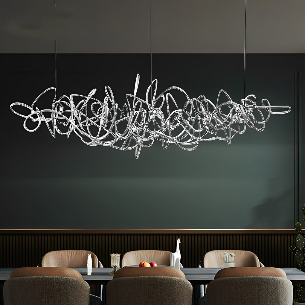 Modern Irregular LED Chandelier Luxury Electroplated Hardware Pendant Light for Dining Room