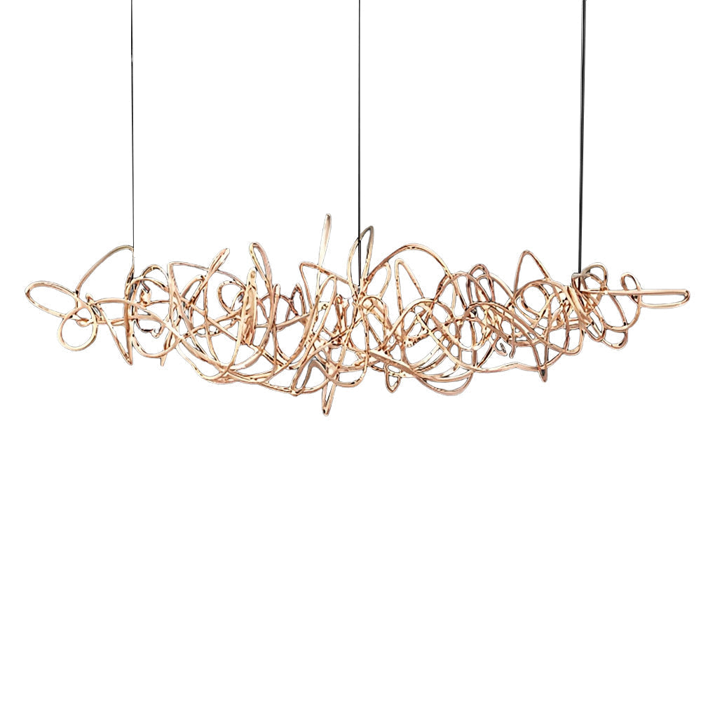 Modern Irregular LED Chandelier Luxury Electroplated Hardware Pendant Light for Dining Room