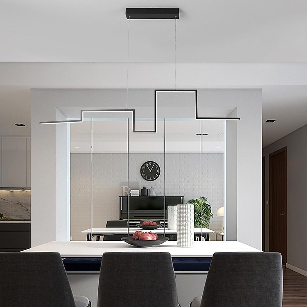 Modern Irregular LED Linear Pendant Light for Kitchen Island and Hallway with Adjustable Height