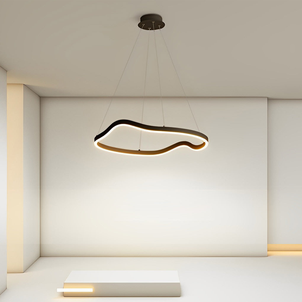 Modern Irregular Ring LED Chandelier Dimmable Minimalist Pendant Lighting for Bedroom and Dining Room