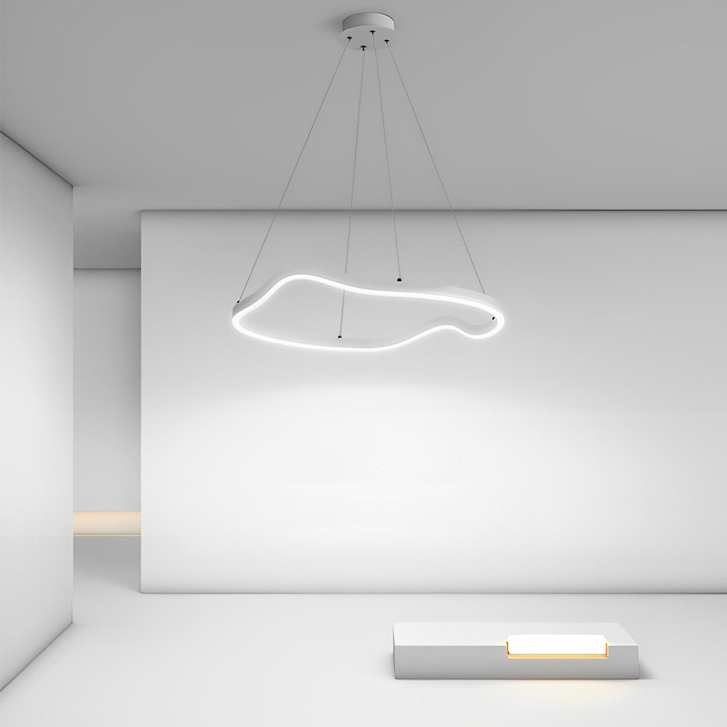 Modern Irregular Ring LED Chandelier Dimmable Minimalist Pendant Lighting for Bedroom and Dining Room