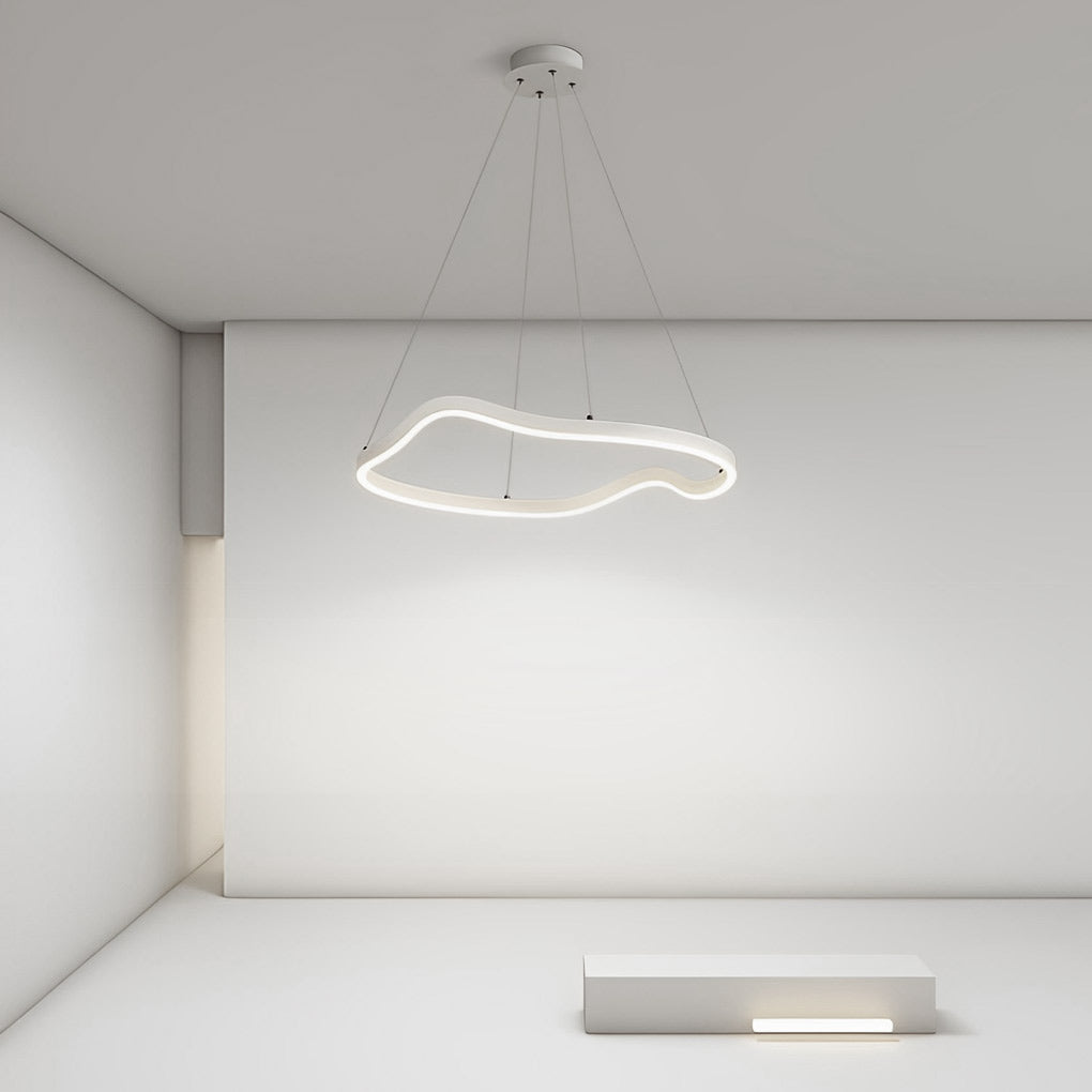 Modern Irregular Ring LED Chandelier Dimmable Minimalist Pendant Lighting for Bedroom and Dining Room