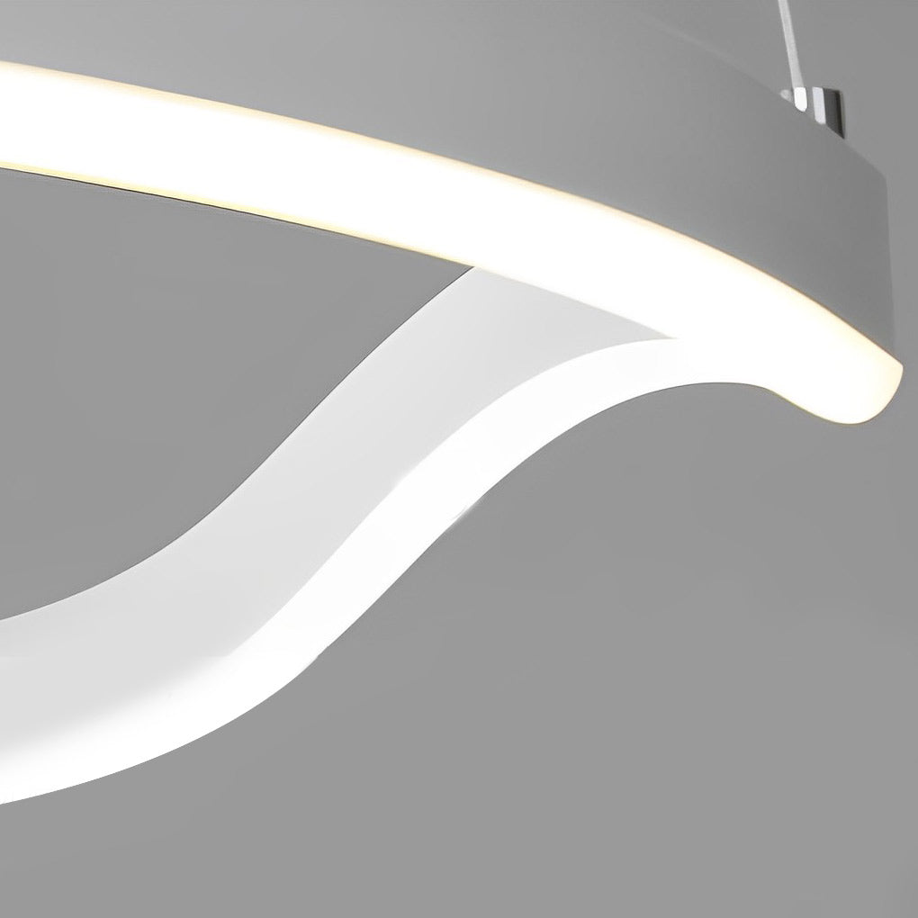 Modern Irregular Ring LED Chandelier Dimmable Minimalist Pendant Lighting for Bedroom and Dining Room