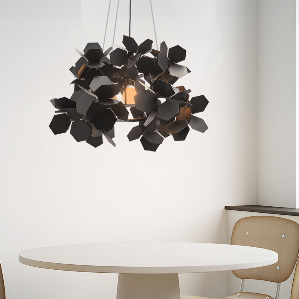Modern Italian Black Hexagonal Metal Chandelier Postmodern Art Pendant Light for Living Room