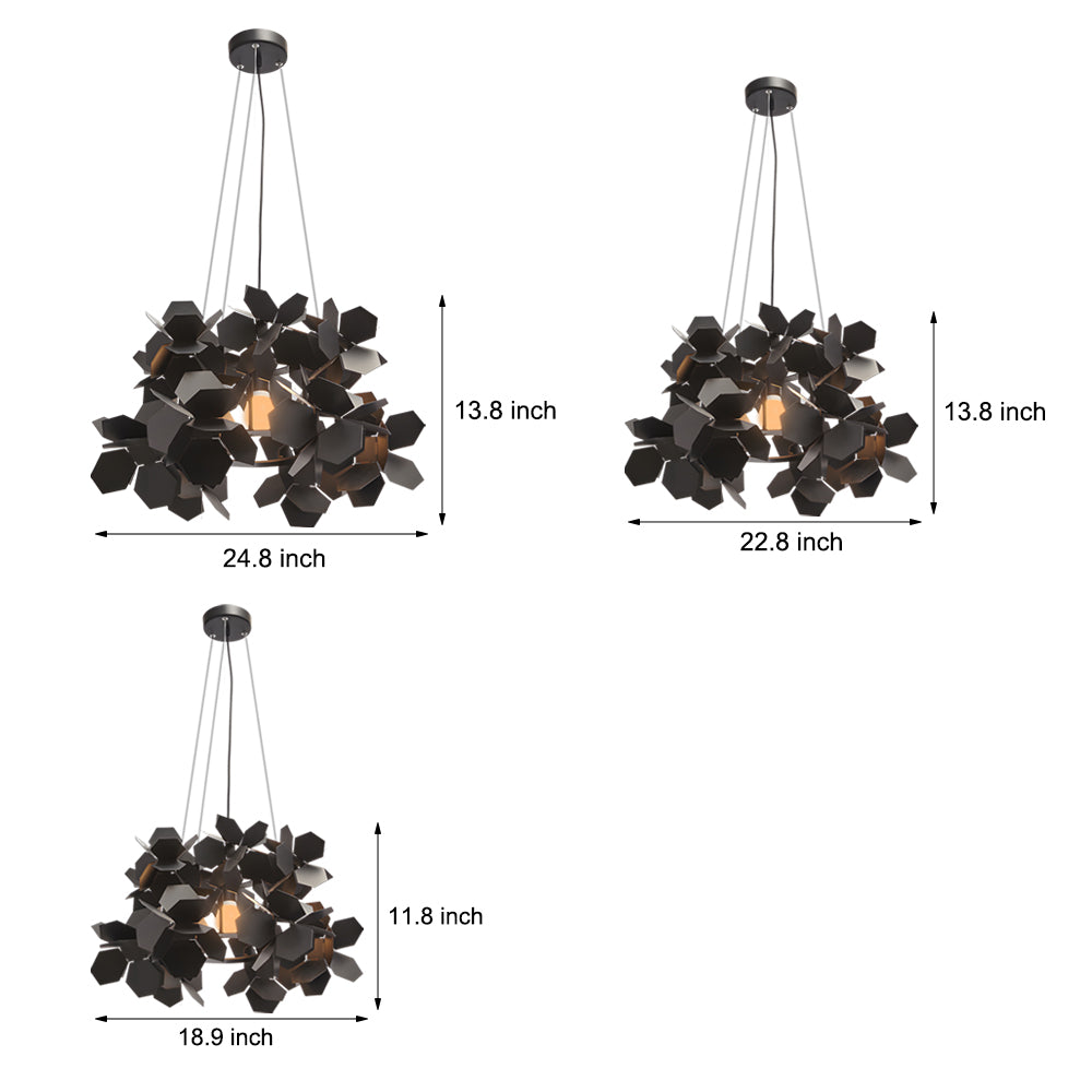 Modern Italian Black Hexagonal Metal Chandelier Postmodern Art Pendant Light for Living Room