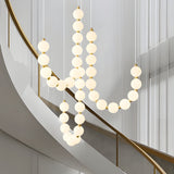Modern Italian Design Art Pearl Necklace Chandelier with White Acrylic Spheres