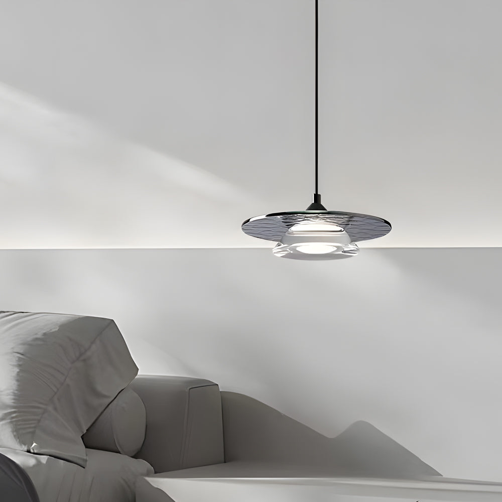 Modern Italian Glass Pendant Light 8 Inch LED Hanging Kitchen Lamp with 3 Color Dimming