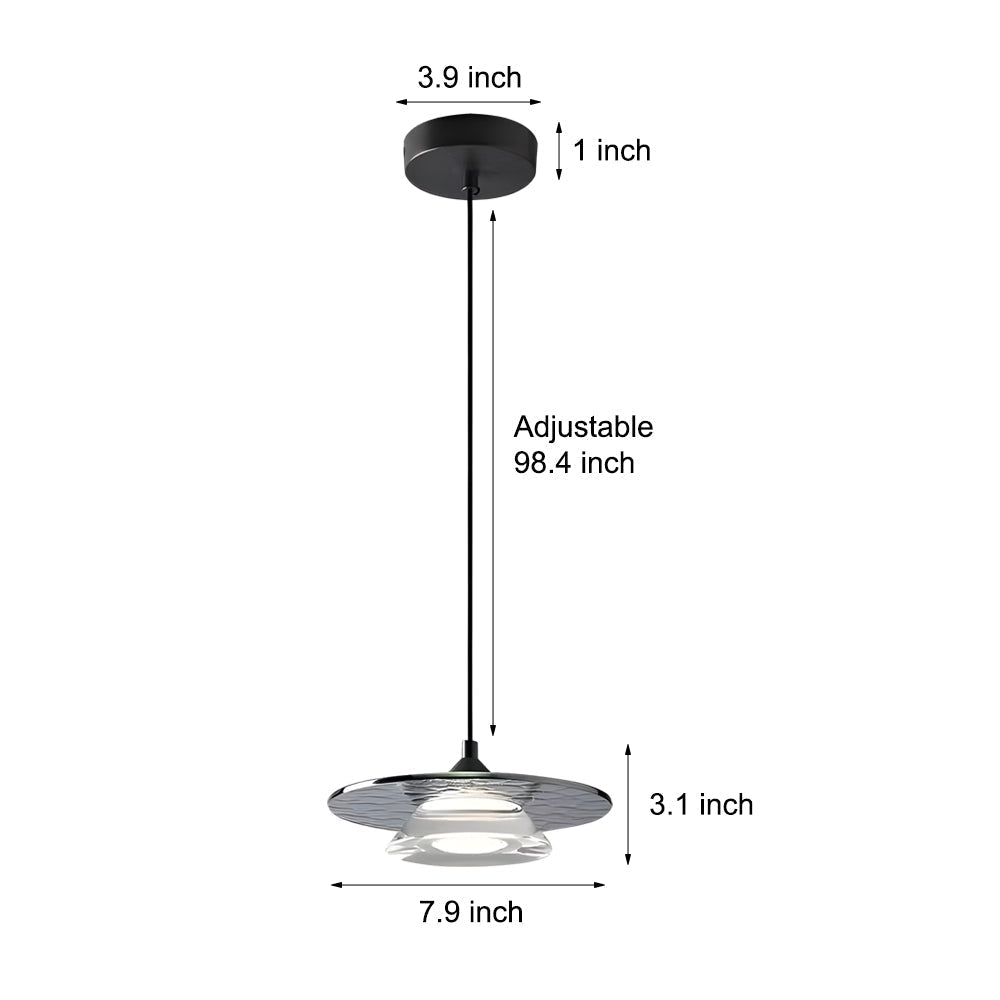 Modern Italian Glass Pendant Light 8 Inch LED Hanging Kitchen Lamp with 3 Color Dimming
