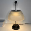 Modern Italian Ribbed Bowl Glass Table Lamp with Marble Base and Silver or Black Metal Finish