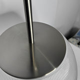 Modern Italian Ribbed Bowl Glass Table Lamp with Marble Base and Silver or Black Metal Finish