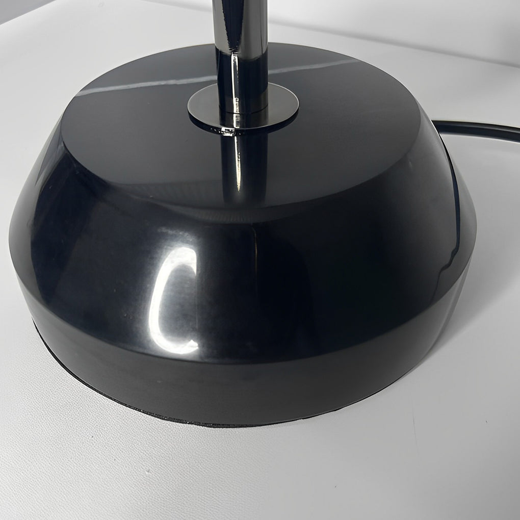 Modern Italian Ribbed Bowl Glass Table Lamp with Marble Base and Silver or Black Metal Finish