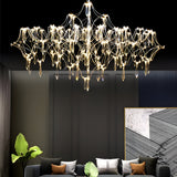Modern Italian Style LED Crystal Raindrop Chandelier Stainless Steel Pendant Lighting