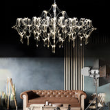 Modern Italian Style LED Crystal Raindrop Chandelier Stainless Steel Pendant Lighting