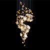 Modern Ivory Glass Petal Floral Chandelier with Brass Finish for Living Room