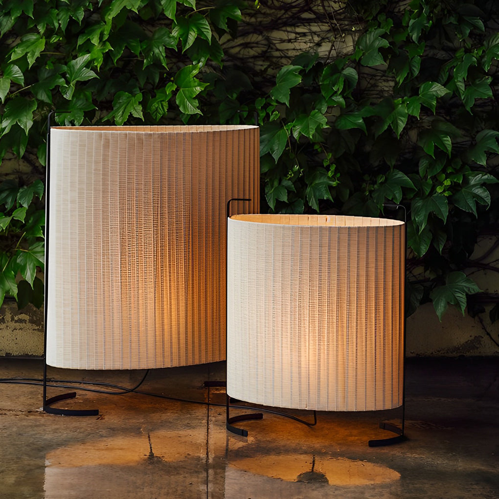 Modern Japanese Style Fabric Outdoor Floor Lamp 42 Inch Waterproof IP54 Garden and Patio Light