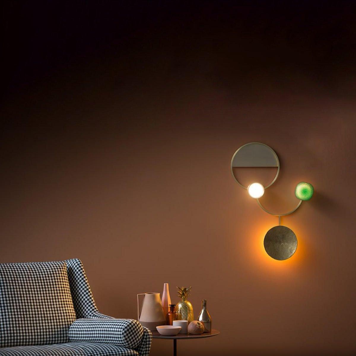 Modern Jewelry Inspired LED Wall Sconce Brass and Glass Gemstone Wall Lamp