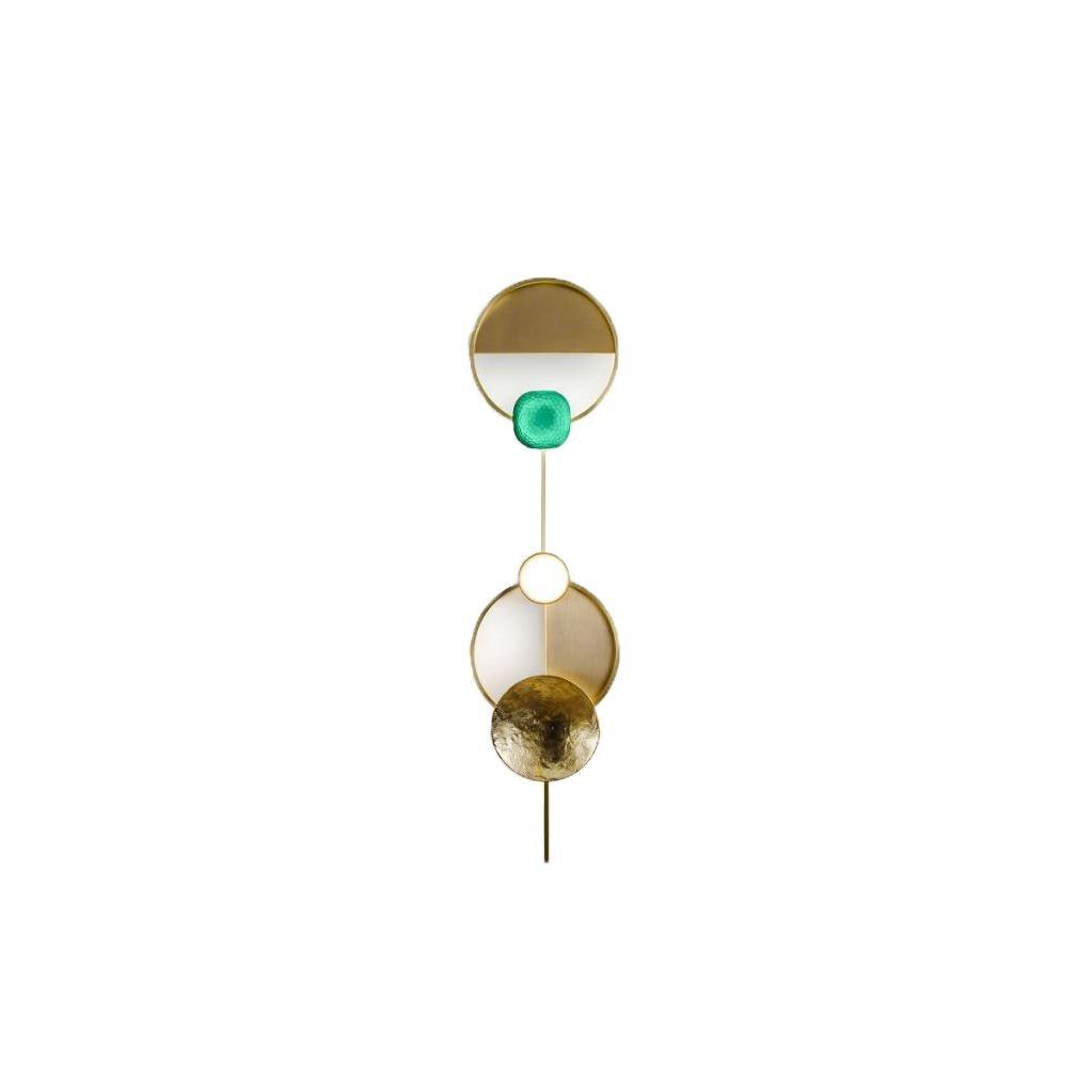 Modern Jewelry Inspired LED Wall Sconce Brass and Glass Gemstone Wall Lamp