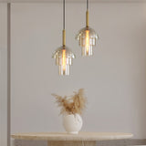 Modern Jolly Glass Pendant Light with Cognac Shades and Gold Finish Droplight